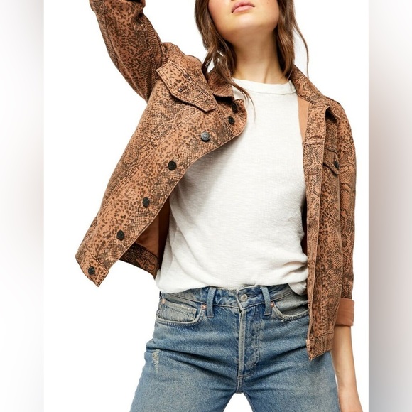 Free People Snake Print Trucker Jacket - Picture 12 of 13